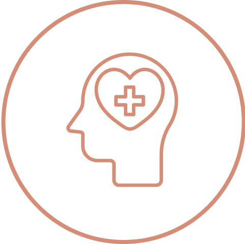 Head profile with heart and cross.