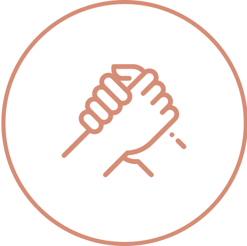 Two hands clasped in solidarity symbol.