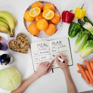 Meal planning with fruits and vegetables.