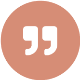 White quotation marks on brown circle background.