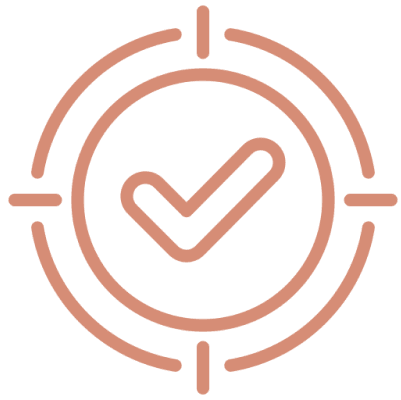 Checkmark inside a circular target icon.
