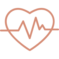 Heart outline with heartbeat line inside.