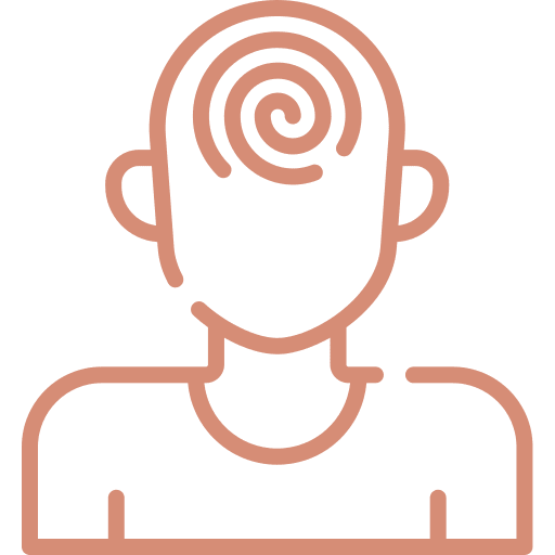 Outline of person with spiral head.